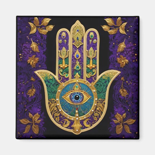 Verziert Gold Third Eye Hamsa Magnet (Vorne)