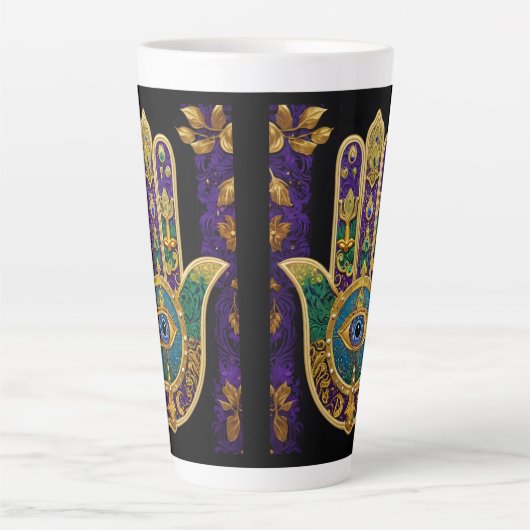 Verziert Gold Third Eye Hamsa Milchtasse (Vorderseite)