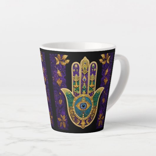 Verziert Gold Third Eye Hamsa Milchtasse (Rechte Ecke)