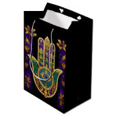 Verziert Gold Third Eye Hamsa Mittlere Geschenktüte (Vorderseite Schrägansicht)
