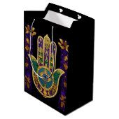 Verziert Gold Third Eye Hamsa Mittlere Geschenktüte (Rückseite Schrägansicht)
