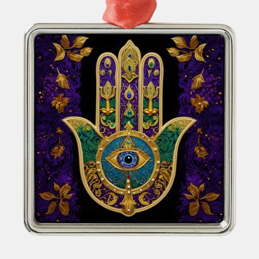 Verziert Gold Third Eye Hamsa Ornament Aus Metall (Vorne)