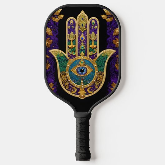 Verziert Gold Third Eye Hamsa Pickleball Schläger (Vorderseite)
