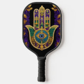Verziert Gold Third Eye Hamsa Pickleball Schläger (Rückseite)
