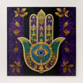 Verziert Gold Third Eye Hamsa Puzzle (Vertikal)