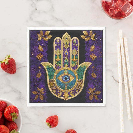 Verziert Gold Third Eye Hamsa Serviette (Beispiel)