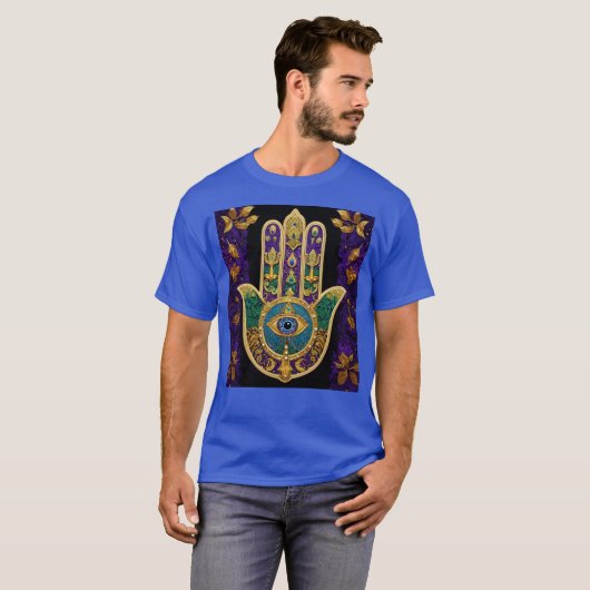 Verziert Gold Third Eye Hamsa T-Shirt (Vorne ganz)