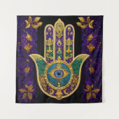 Verziert Gold Third Eye Hamsa Wandteppich (Vorderseite)