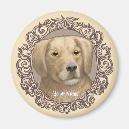 Verziert Golden Retriever Magnet (Vorne)