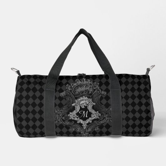 Verziert Goth Personalisiert Monogram Initial Duffle Bag (Vorderseite)