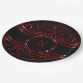 Verziert-Gothic-Mit Monogramm Pappteller (Schrägansicht)