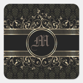 Verziert Gothic-Mit Monogramm Quadratischer Aufkleber