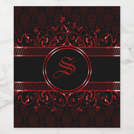 Verziert-Gothic-Mit Monogramm Weinetikett (Einzelnes Label)
