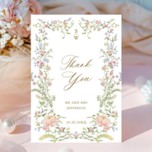 Verziert Grace Pastel Blush Bloral Wedding Vielen Dankeskarte
