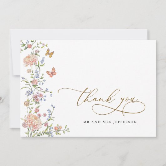 Verziert Grace Pastel Blush Bloral Wedding Vielen Dankeskarte (Vorderseite)