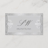 Verziert Gray Silver Mosaic Sparkle Jewels Initial Visitenkarte (Vorderseite)