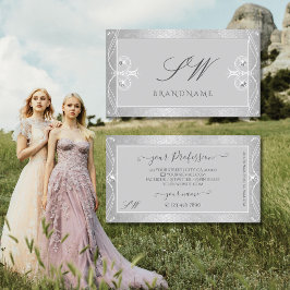 Verziert Gray Silver Mosaic Sparkle Jewels Initial Visitenkarte