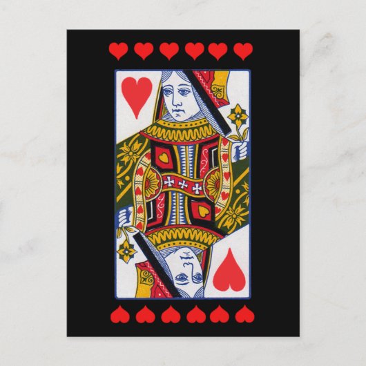 Verziert Heart Queen spielen Karte Helle rote Herz (Vorderseite)