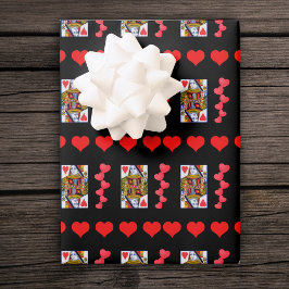 Verziert Heart Queen spielen Karte Helle rote Herz Geschenkpapier Set