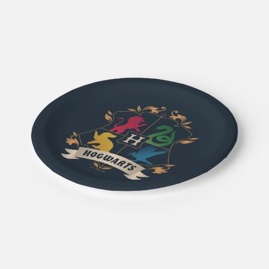 Verziert HOGWARTS™ House Wappen Pappteller (Schrägansicht)
