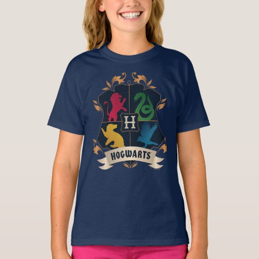 Verziert HOGWARTS™ House Wappen T-Shirt (Vorderseite)