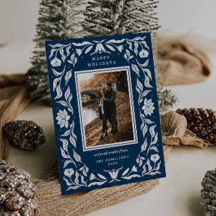 Verziert Holiday Botanisches Foto Weihnachtskarte Feiertagskarte
