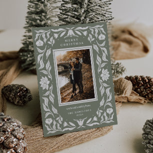 Verziert Holiday Botanisches Foto Weihnachtskarte Feiertagskarte