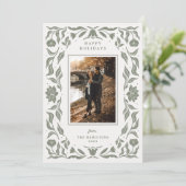 Verziert Holiday Botanisches Foto Weihnachtskarte Feiertagskarte (Stehend Vorderseite)