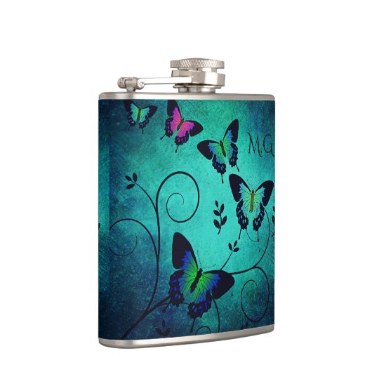 Verziert Jewel Butterflies Flachmann (Rechts)