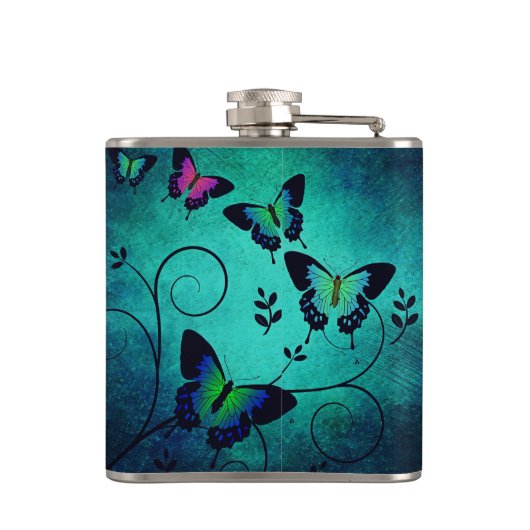 Verziert Jewel Butterflies Flachmann (Rückseite)