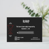 Verziert Luciferian Occult Goth Wedding RSVP Einladung (Stehend Vorderseite)
