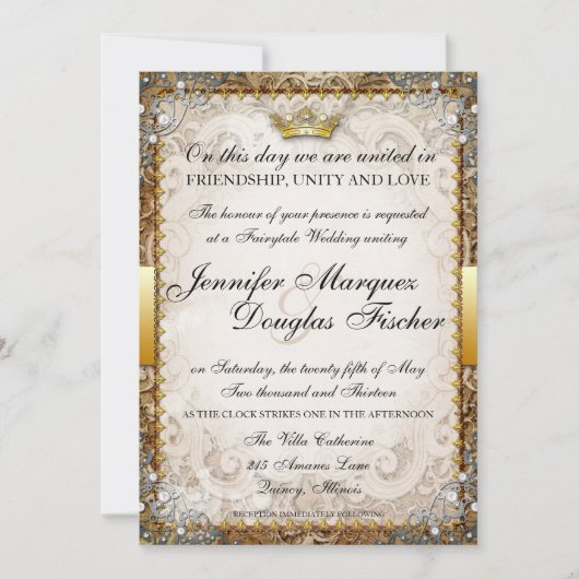 Verziert Märchenbuch Einladung zur Hochzeit (Vorderseite)