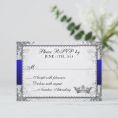 Verziert Märchenbuch Hochzeit RSVP Grau Karte (Stehend Vorderseite)