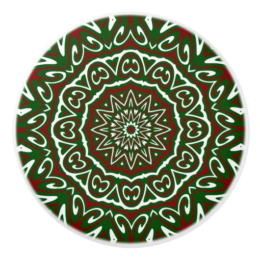 Verziert Maximalist Groovy Christmas Mandala Patte Keramikknauf (Vorderseite)