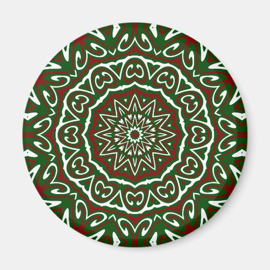 Verziert Maximalist Groovy Christmas Mandala Patte Magnet (Vorne)