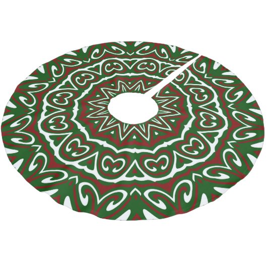Verziert Maximalist Groovy Christmas Mandala Patte Polyester Weihnachtsbaumdecke (Schrägansicht)