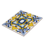 Verziert mediterranes Blau und Gelb Fliese (Seite)