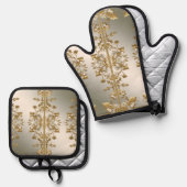 Verziert Ofenhandschuh & Topflappen-Set (Vorderseite/Rückseite)