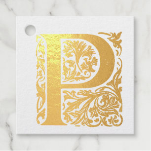 Verziert P Initial Foil Favor Tags