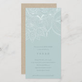 Verziert Paisley Dusky Blue Brautparty Einladung (Vorne/Hinten)