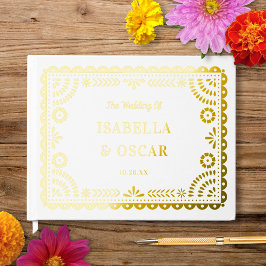 Verziert Papel Picado Wedding Gold Gästebuch