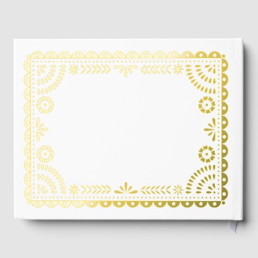 Verziert Papel Picado Wedding Gold Gästebuch (Rückseite)