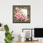 Verziert Pink Peony in extravagantem Chinoiserie R Poster (Heimbüro)