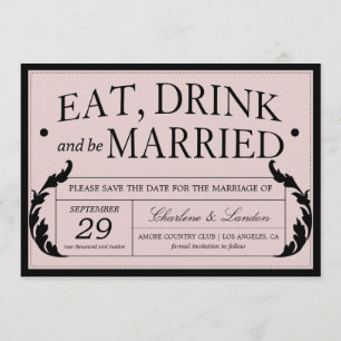 VERZIERT PINK VINTAGE WEDD Datum freihalten Save The Date