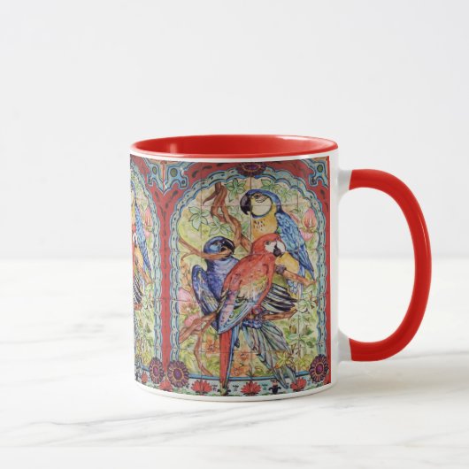 Verziert Red Scarlet Hyacinth Blue Macaw Parrot Ta Tasse (Rechts)