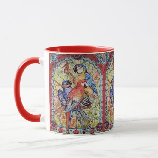 Verziert Red Scarlet Hyacinth Blue Macaw Parrot Ta Tasse (Links)