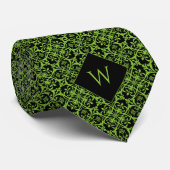 Verziert-Rot-Schwarz-Arabesher-Monogramm Krawatte (Gerollt)