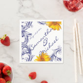 Verziert Royal Blue Yellow Sunflores Serviette (Beispiel)