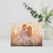 Verziert | Save the Date Postkarte (Stehend Vorderseite)