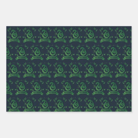 Verziert SLYTHERIN™-Wappen Geschenkpapier Set (Vorderseite)